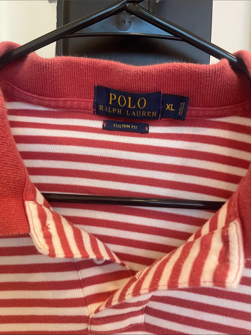 Ralph Lauren Red and White Striped Polo Shirt